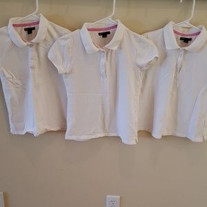 3 Gap girls white uniform polo shirts size XL 12